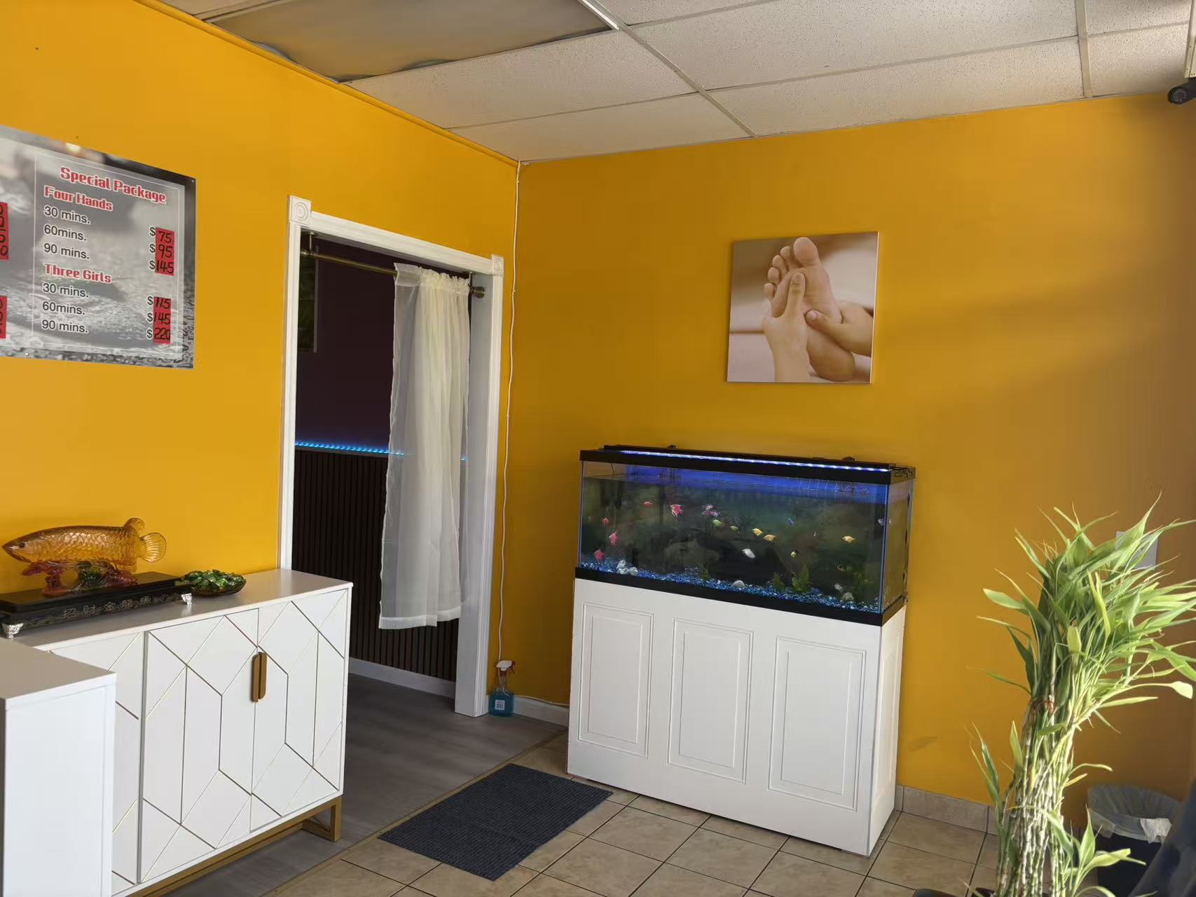 Interior of Fang Fang Spa showing the welcoming reception area